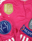 Real Madrid 2014/15 Pink Jersey Long Sleeve Retro - Patch Champions