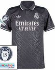 Real Madrid Modric 10 Third Fan Jersey 2024/25 Patches UCL UEFA Foundation (Official Printing)