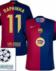 Barcelona Raphinha 11 Home 2024/25 Patches UCL UEFA Foundation (Official Printing)
