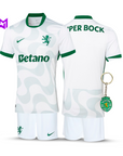 Sporting Away Kids Kit White 2025/26 - New Release! 🔥💚