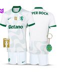 Sporting Away Kids Kit White 2025/26 - New Release! 🔥💚