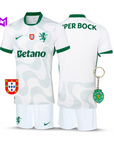 Sporting Away Kids Kit White 2025/26 - New Release! 🔥💚