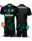 Sporting Away Kids Kit Black 2025/26 - New Release! 🔥💚