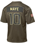 New England Patriots Drake Maye Olive 2025 Salute to Service Game Jersey NFL