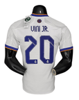 Real Madrid Home Authentic Player [Slim Fit] Player [Slim Fit] Player [Slim Fit] Player 2021/22 Vini JR. 20 FIFA WCC Patch UCL UEFA Foundation Patches - Slim Fit