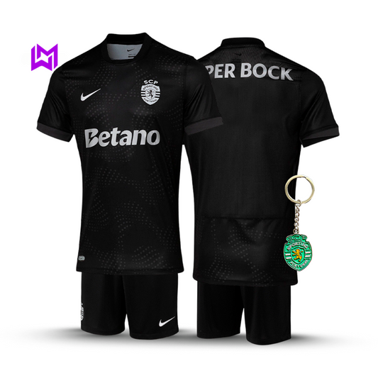 Sporting Away Kids Kit Black 2025/26 - New Release! 🔥💚