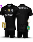 Sporting Away Kids Kit Black 2025/26 - New Release! 🔥💚