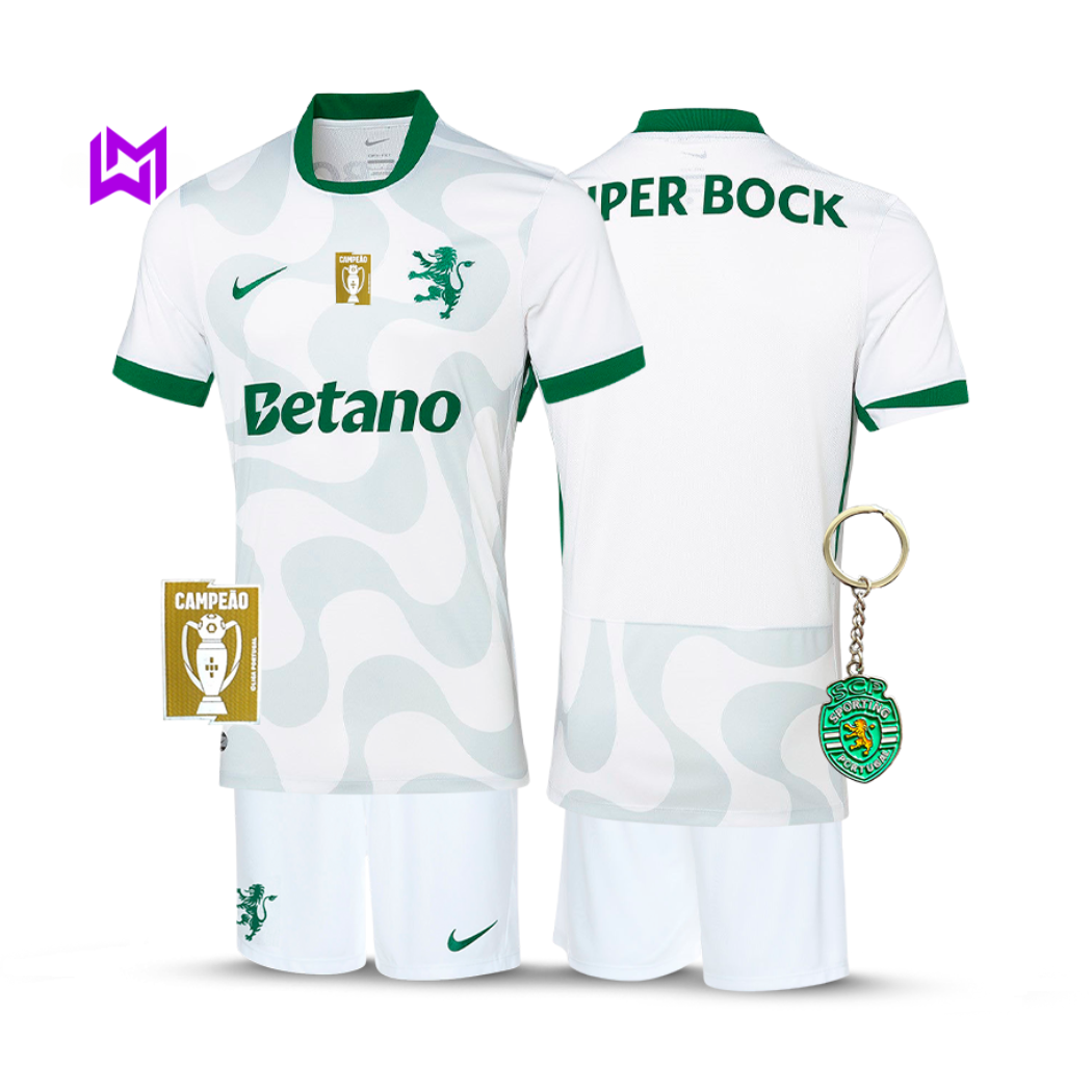 Sporting Away Kids Kit White 2025/26 - New Release! 🔥💚