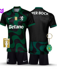 Sporting Away Kids Kit Black 2025/26 - New Release! 🔥💚