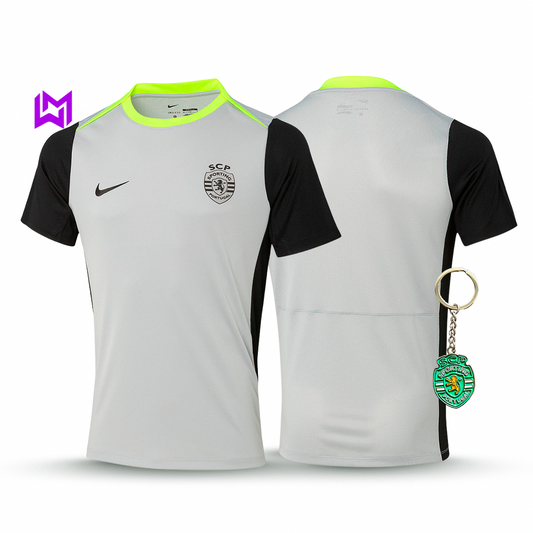Sporting Training Shirt Grey 2025/26 - Last Few Units! 🔥💚