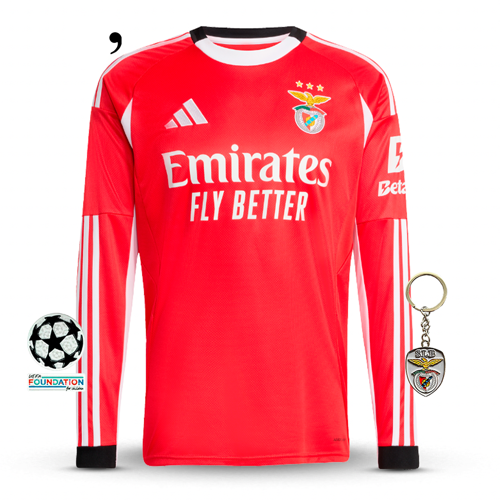 Benfica Home Long Sleeve Shirt 2025/26 - Last Few Units!
