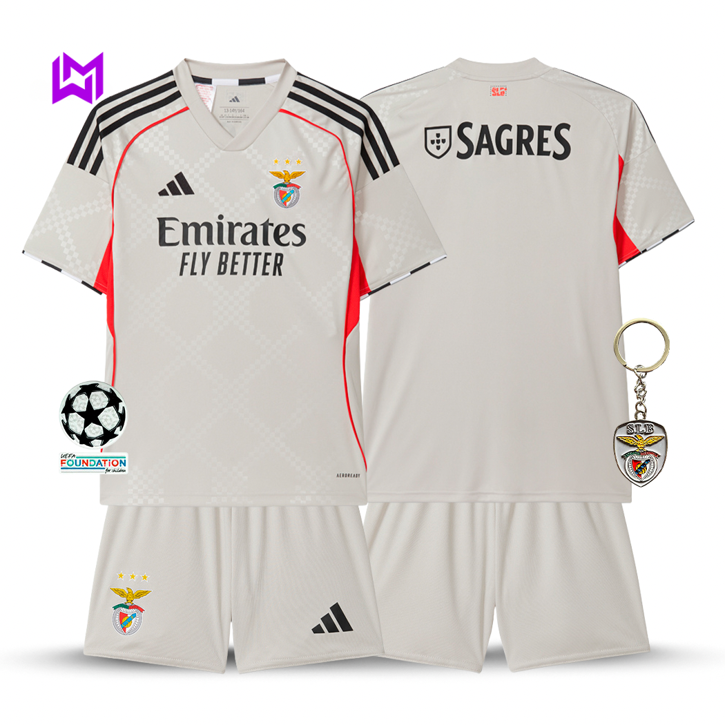 Benfica Away Kids Kit Beige 2025/26 - Last Few Units