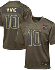 New England Patriots Drake Maye  Olive 2025 Salute to Service Game Jersey NFL