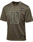 New England Patriots Drake Maye  Olive 2025 Salute to Service Game Jersey NFL