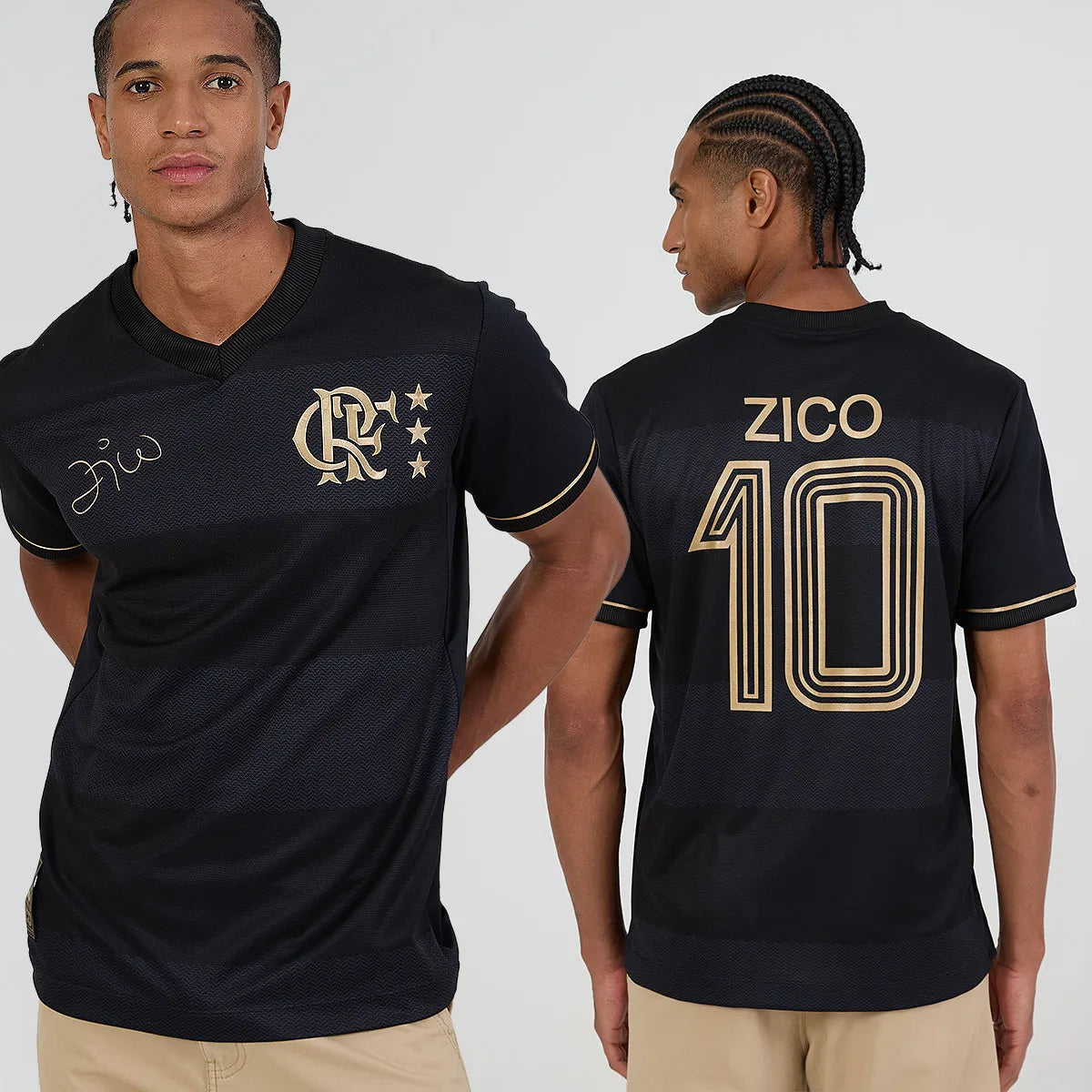 Camisa Flamengo Zico 1981 Preto e Ouro Retrô Masculina - Zico 