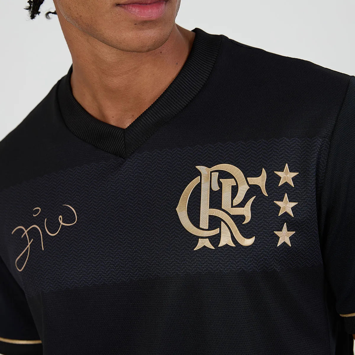 Camisa Flamengo Zico 1981 Preto e Ouro Retrô Masculina - Zico 